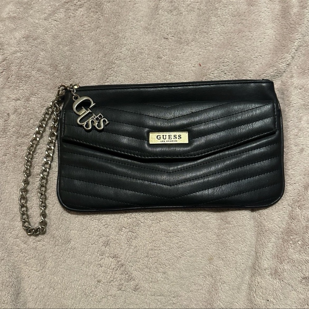 GUESS Black Quilted Clutch